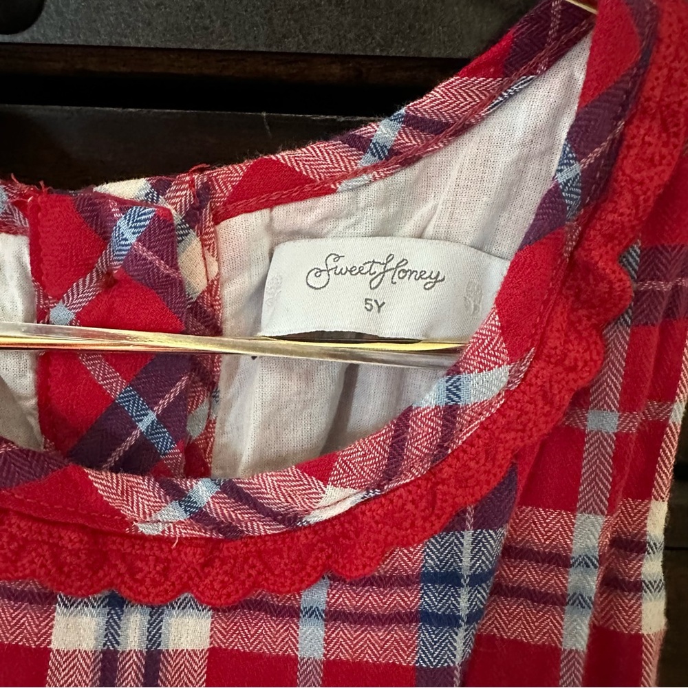 Plaid Red and Blue Kids Dress - Picture 3 of 3
